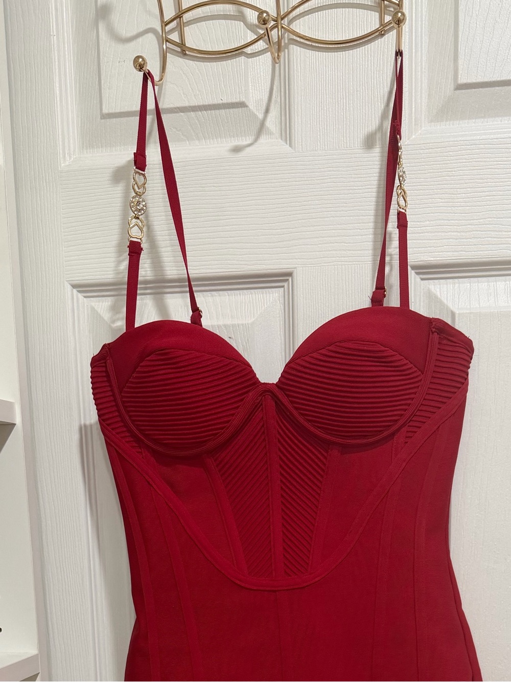 Fashion Nova Burgundy Red Bustier Midi Dress